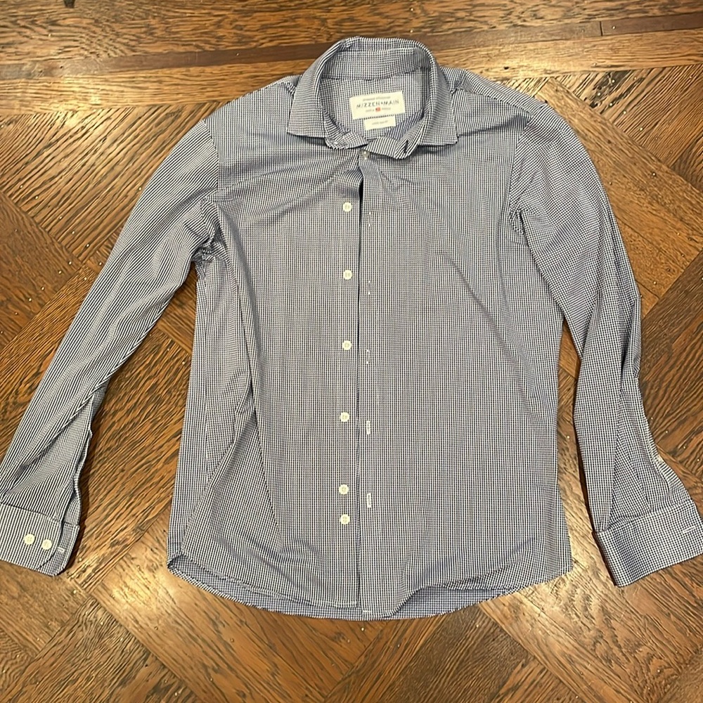 Mizzen & Main men’s blue check trim fit